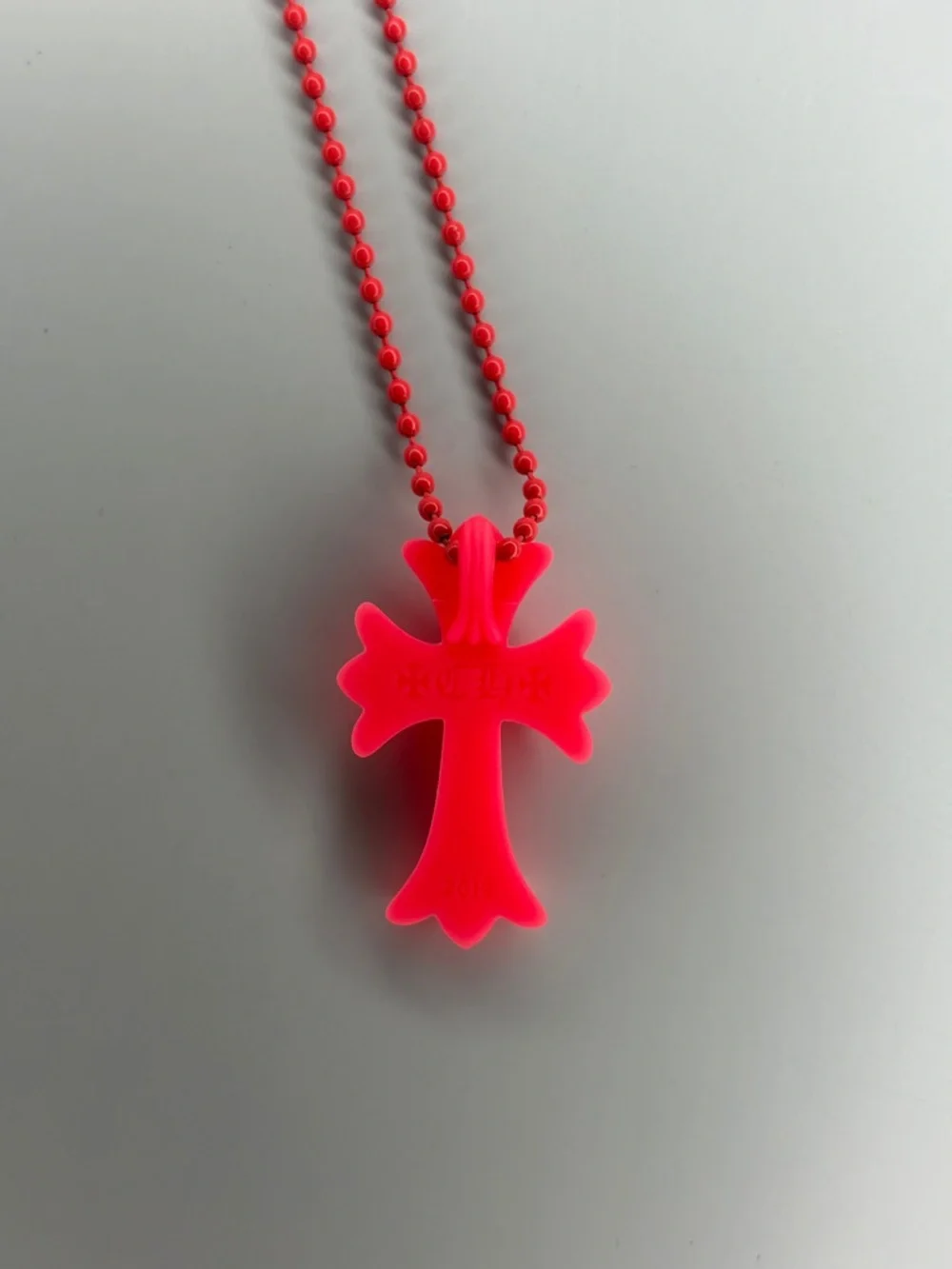 Chrome Hearts Silicone Neon Red Cross Pendant Necklace